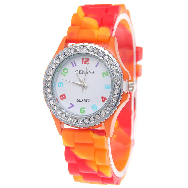 Candy Color Camouflage Silicone Watch for Students