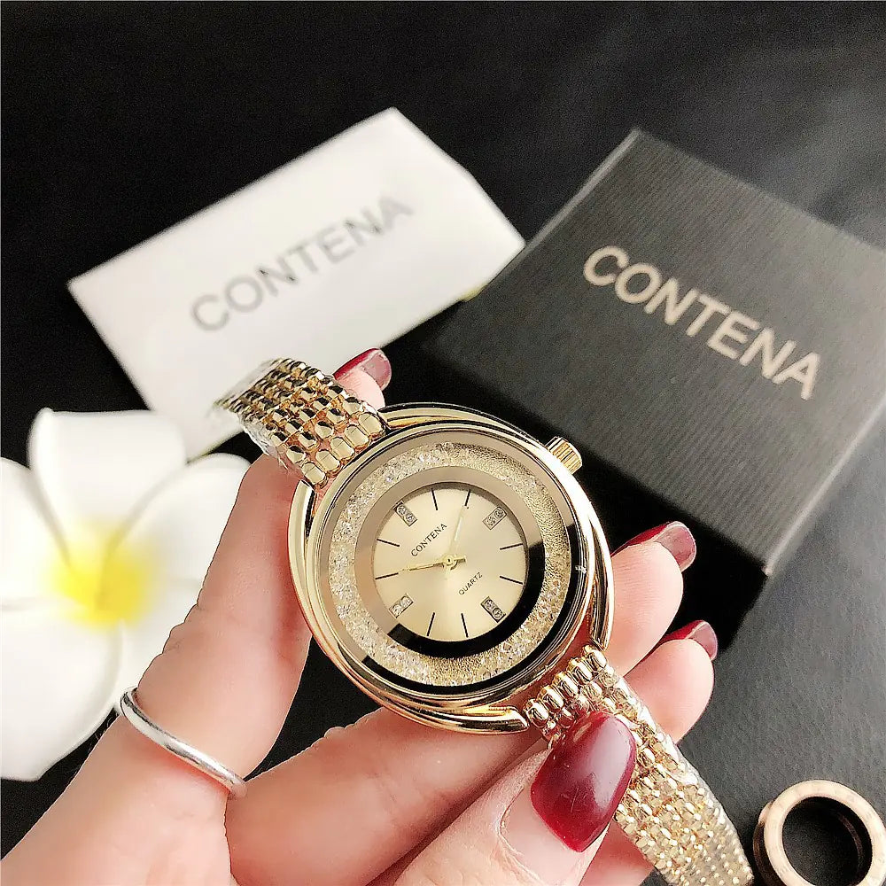 Fashion Quartz Watch with Creative Water Diamonds