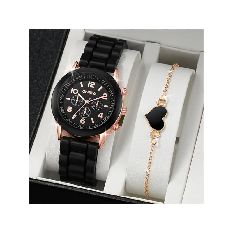 5pcs Set Women's Steel Band Quartz Watches with Gift Box