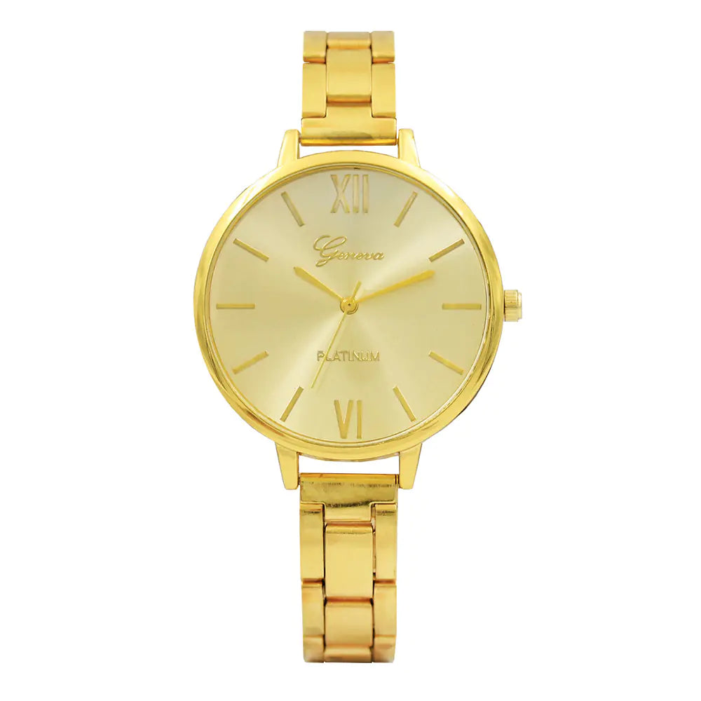 12-Crystal Steel Band Women's Fashion Quartz Watch