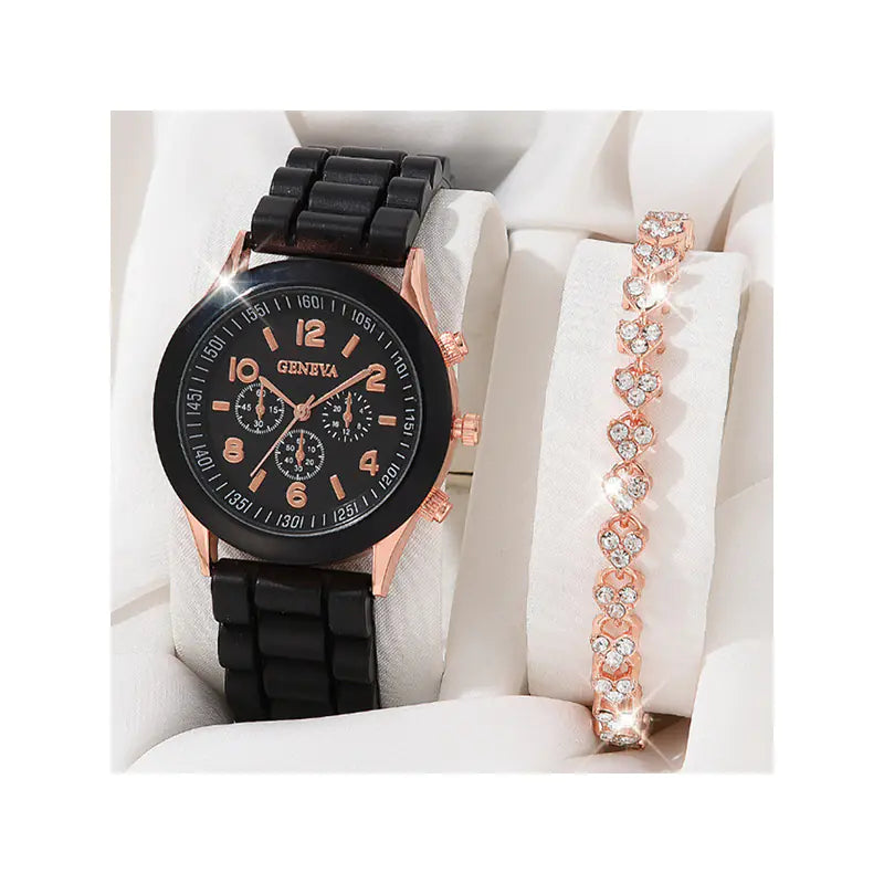 5pcs Set Women's Steel Band Quartz Watches with Gift Box