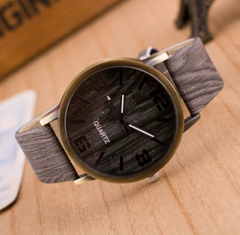 Fashion Wooden Grain Watch for Men and Women