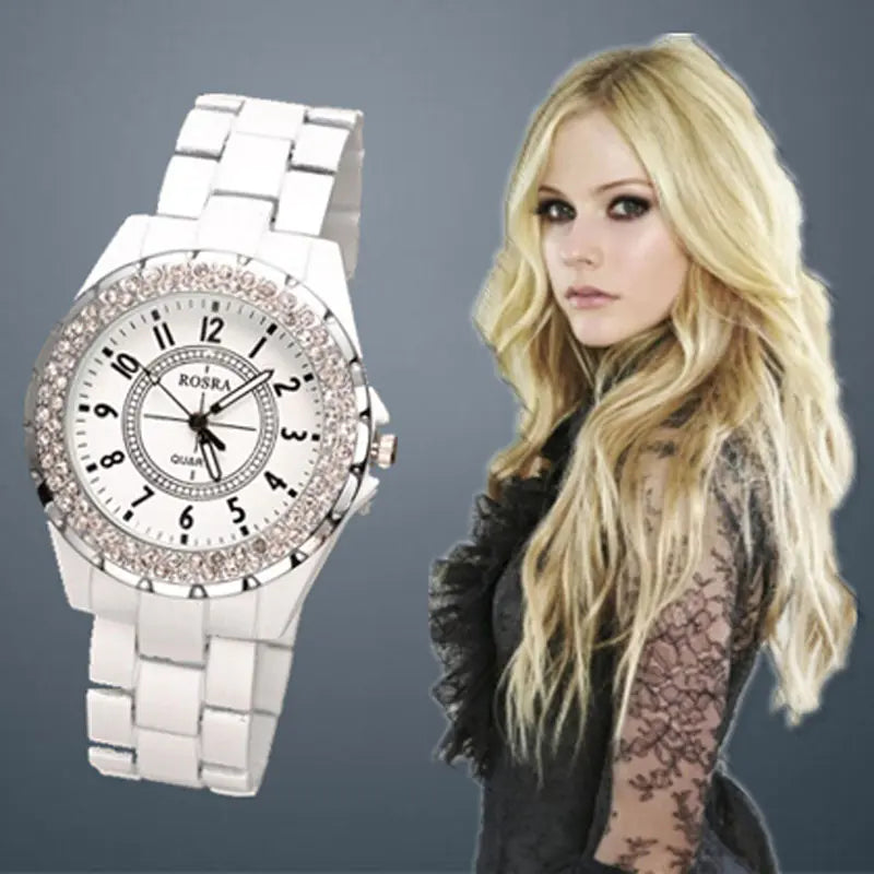 Korean Fashion Round Dial Diamond Women's Watch