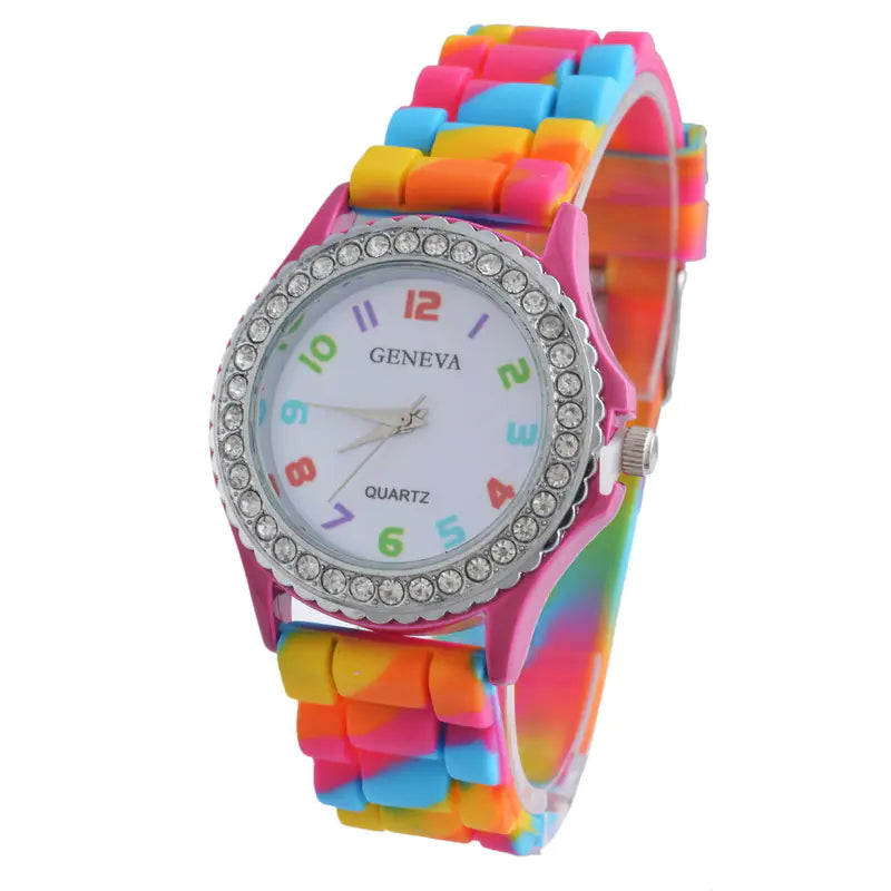 Candy Color Camouflage Silicone Watch for Students