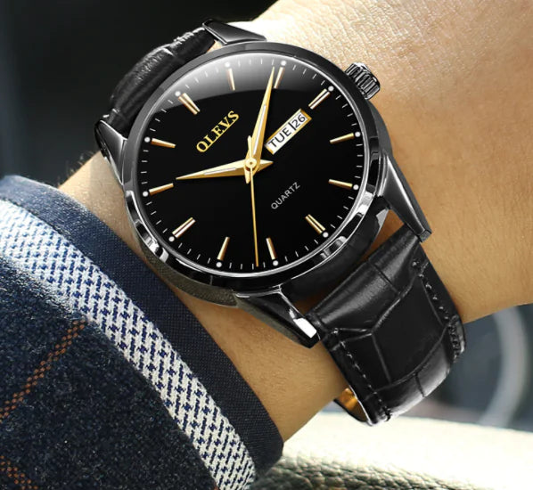 Genuine Leather Belt for Students, Waterproof Quartz Watch