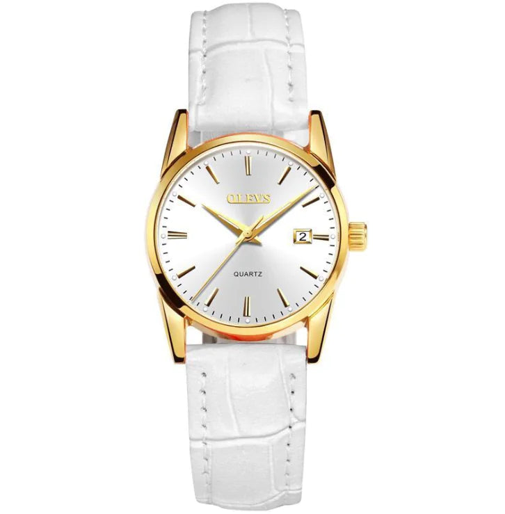 Genuine Leather Belt for Students, Waterproof Quartz Watch