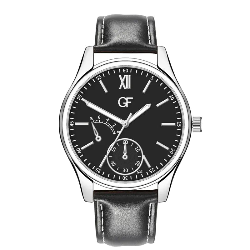 GF Men's Fashion Quartz Watch with Leather Strap