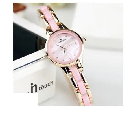 Fashion Women's Watch with Orchid Clover Ceramic Bracelet