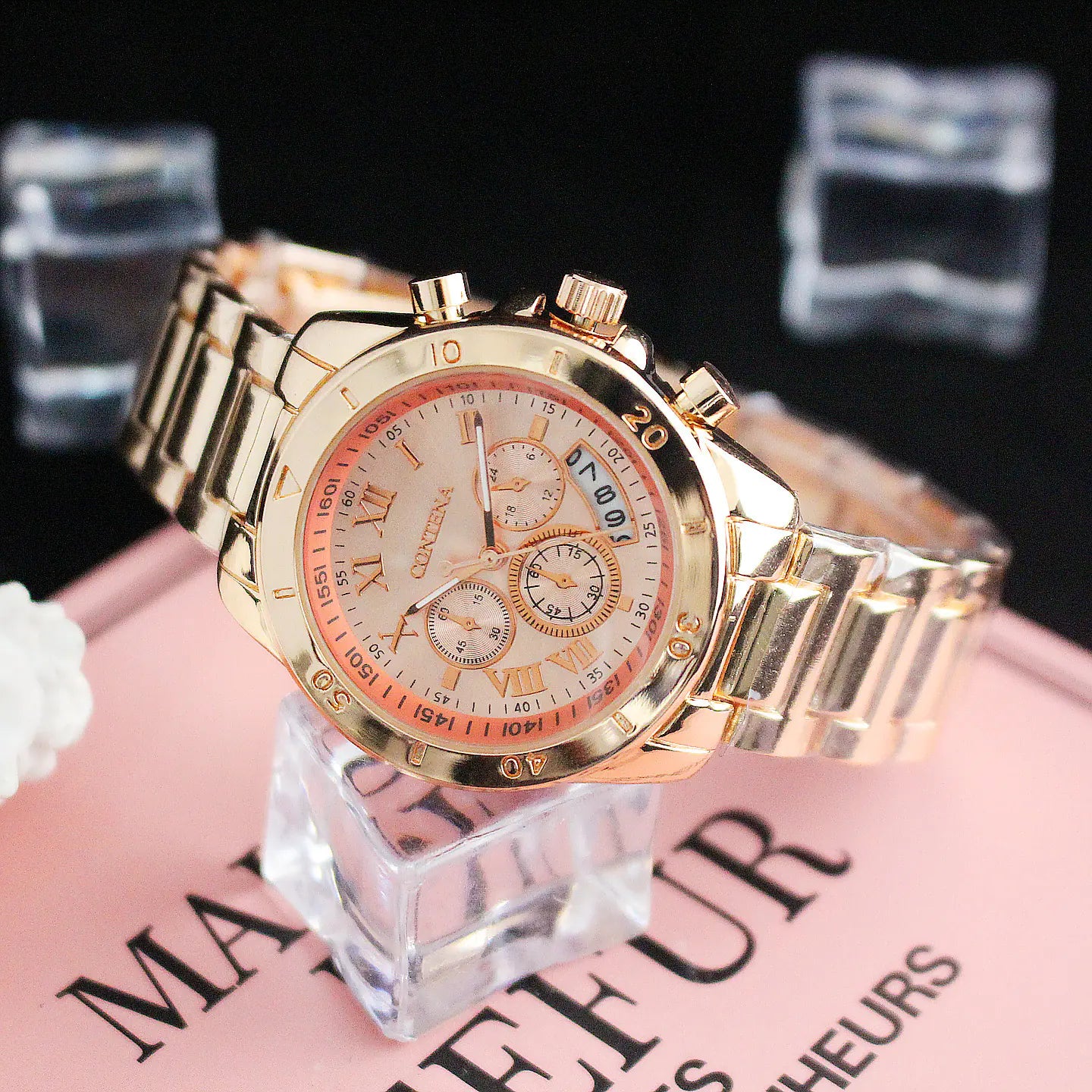 Fashion Retro Three-Eye Six-Needle Women's Watch