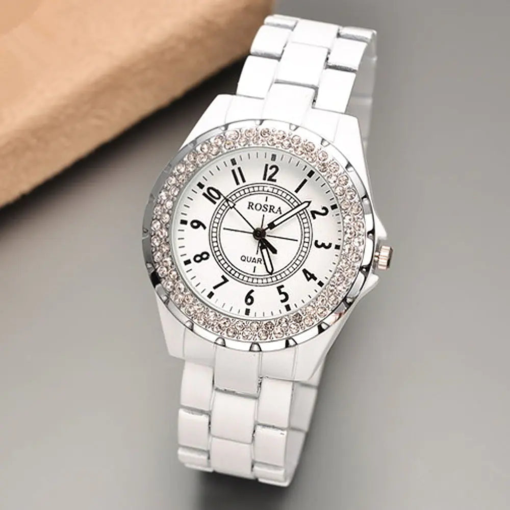 Korean Fashion Round Dial Diamond Women's Watch