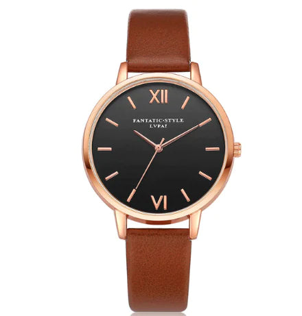 Black Dial Leather Watch