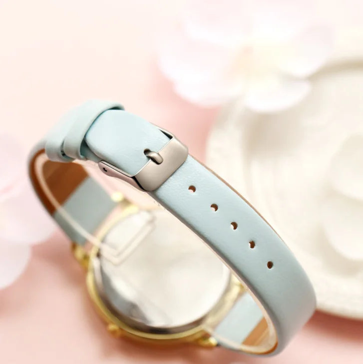 Fashion Floral Dial Watch for Women, PU Strap