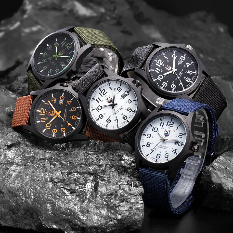 Canvas Strap Calendar Watch for Students - Quartz Sport