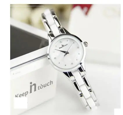 Fashion Women's Watch with Orchid Clover Ceramic Bracelet