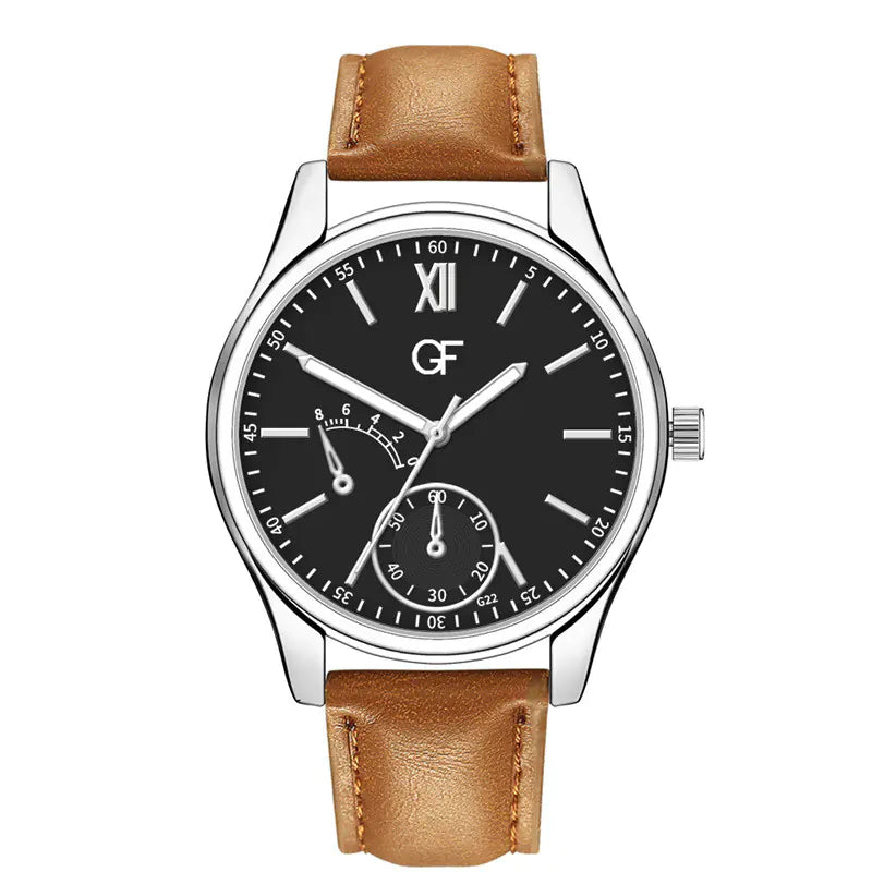 GF Men's Fashion Quartz Watch with Leather Strap