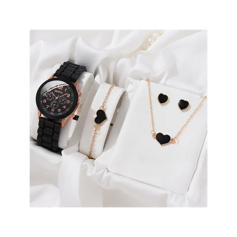 5pcs Set Women's Steel Band Quartz Watches with Gift Box