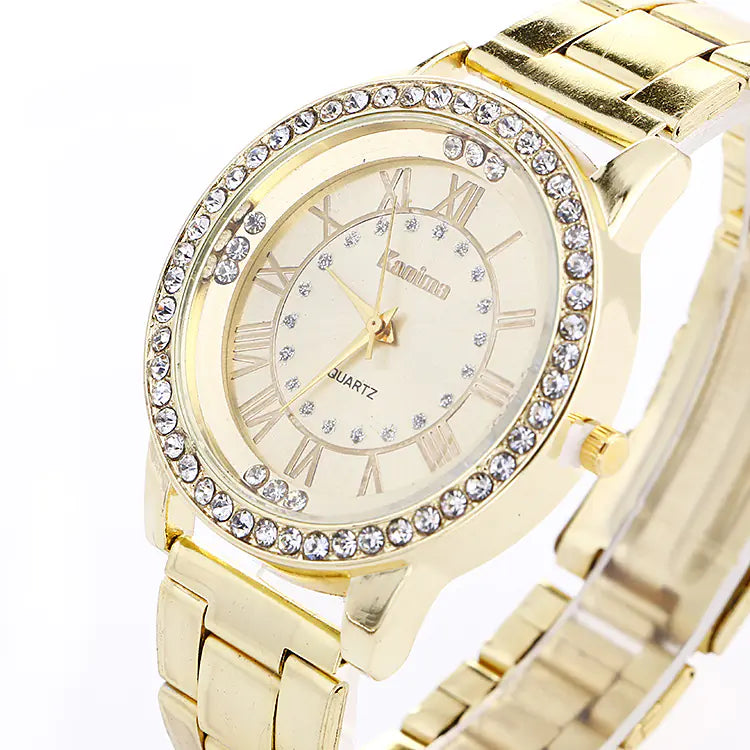 Fashion Women's Alloy Steel Bracelet Watch with Diamonds
