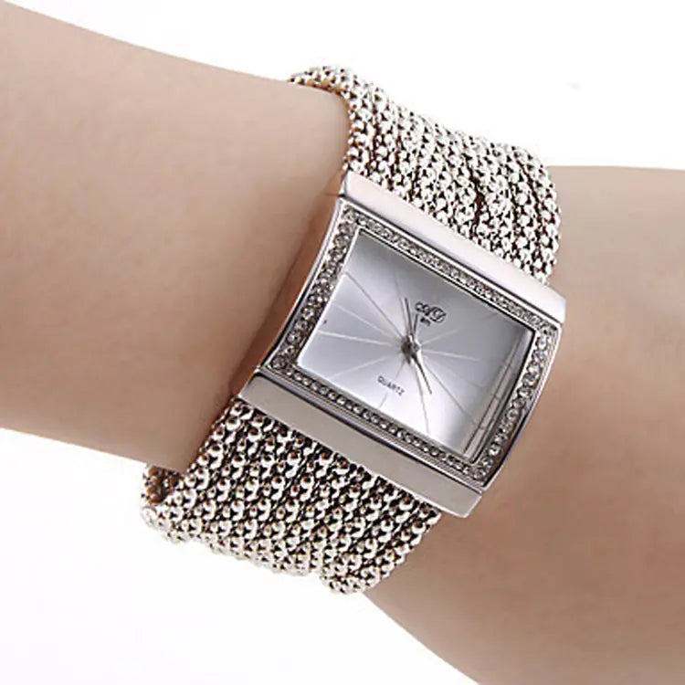 Fashion Square Women's Watch with Rhinestone Bracelet
