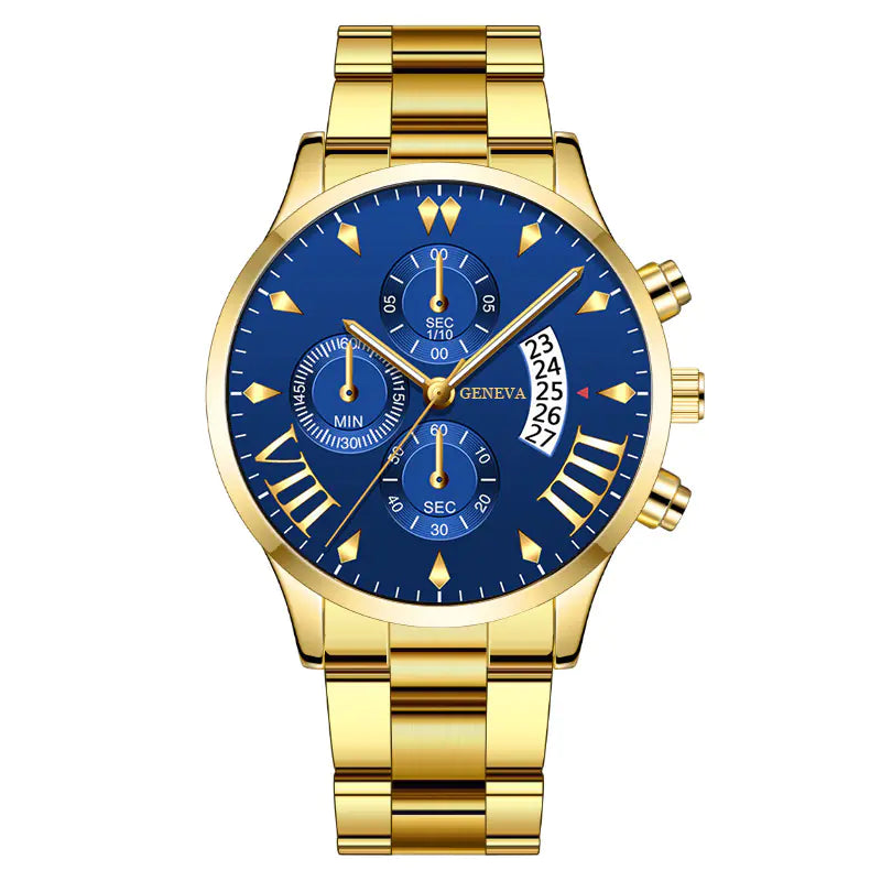 Fashion Calendar Quartz Men's Watch with Steel Band