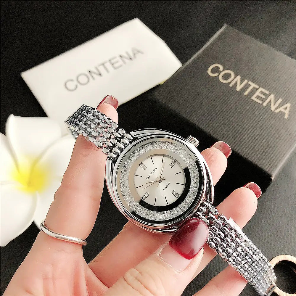 Fashion Quartz Watch with Creative Water Diamonds