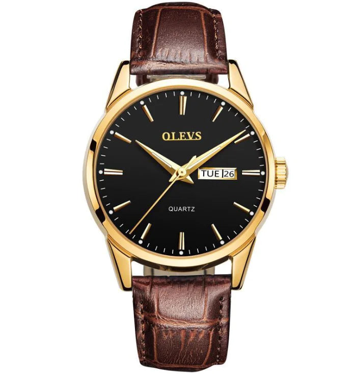 Genuine Leather Belt for Students, Waterproof Quartz Watch