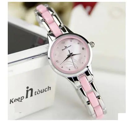 Fashion Women's Watch with Orchid Clover Ceramic Bracelet