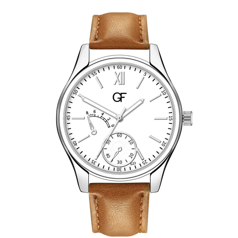 GF Men's Fashion Quartz Watch with Leather Strap