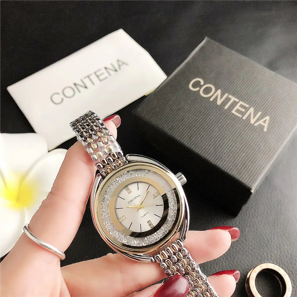 Fashion Quartz Watch with Creative Water Diamonds