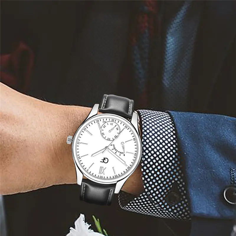 GF Men's Fashion Quartz Watch with Leather Strap
