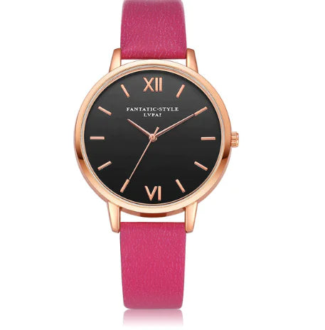 Black Dial Leather Watch