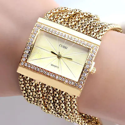 Fashion Square Women's Watch with Rhinestone Bracelet