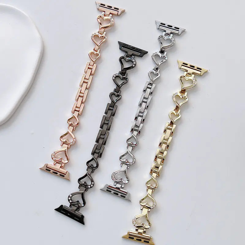 Fashion Heart-Shaped Diamond Bracelet for Apple Watch