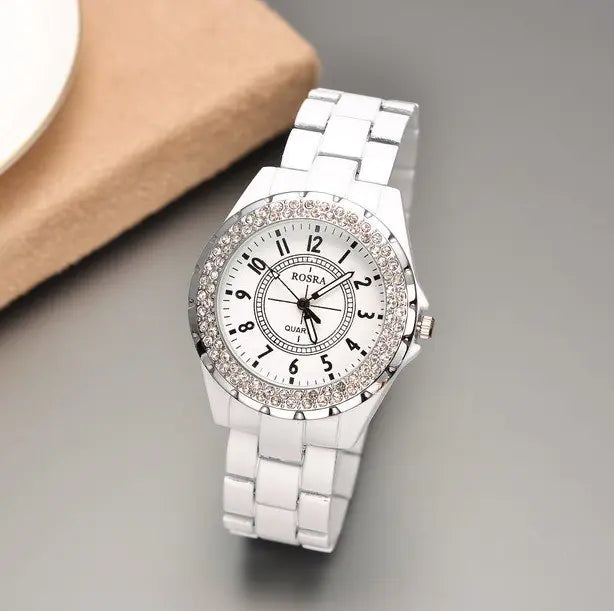 Korean Fashion Round Dial Diamond Women's Watch