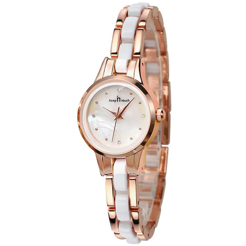 Fashion Women's Watch with Orchid Clover Ceramic Bracelet